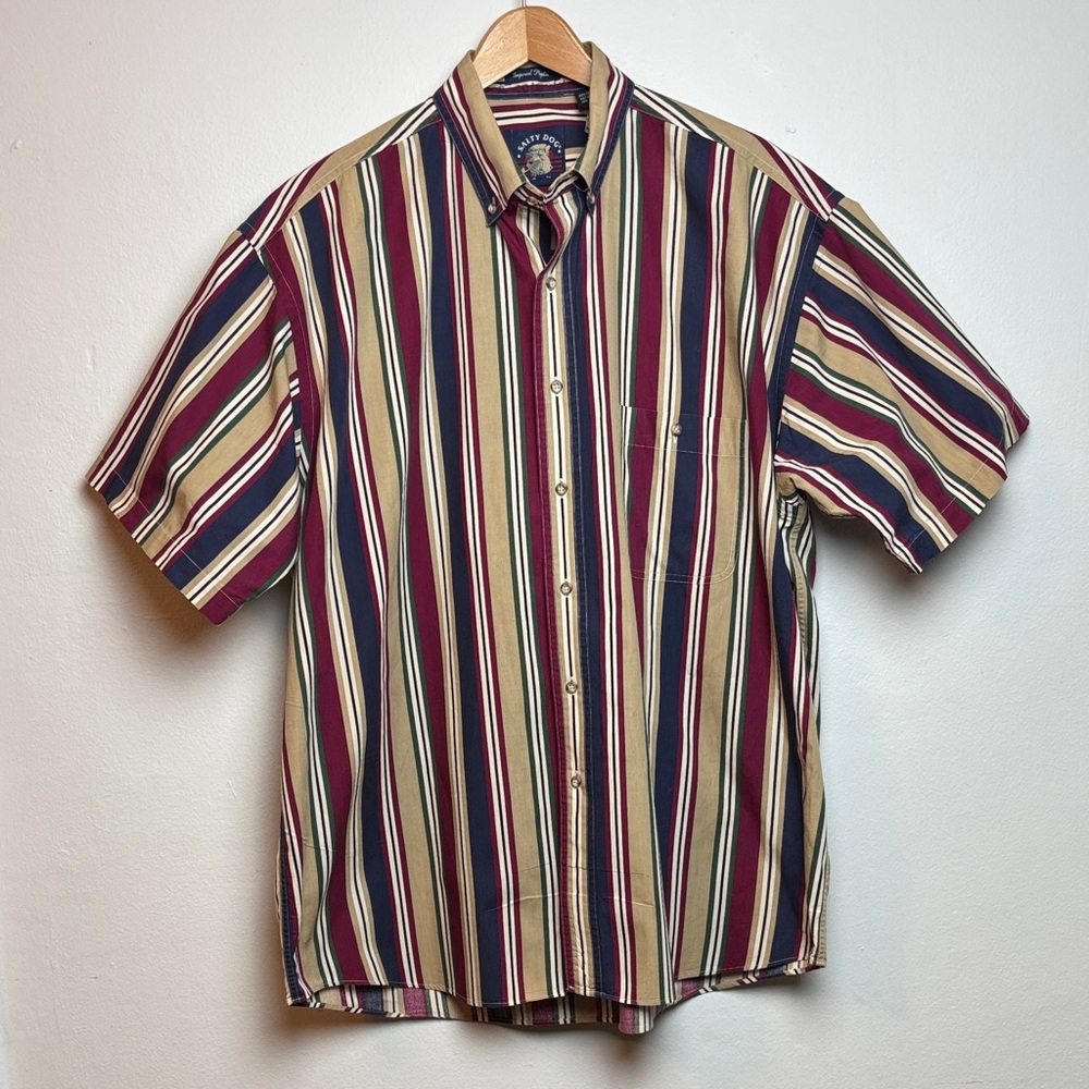 VTG 90s Gant Men’s Large Salty Dog Short-Sleeve Multicolor Striped Shirt